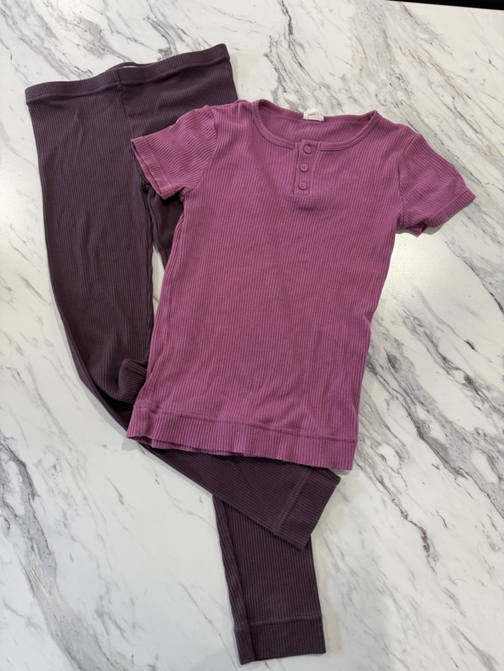 Jamie Kay Ribbed Two-Piece Lounge Set in Berry and Plum